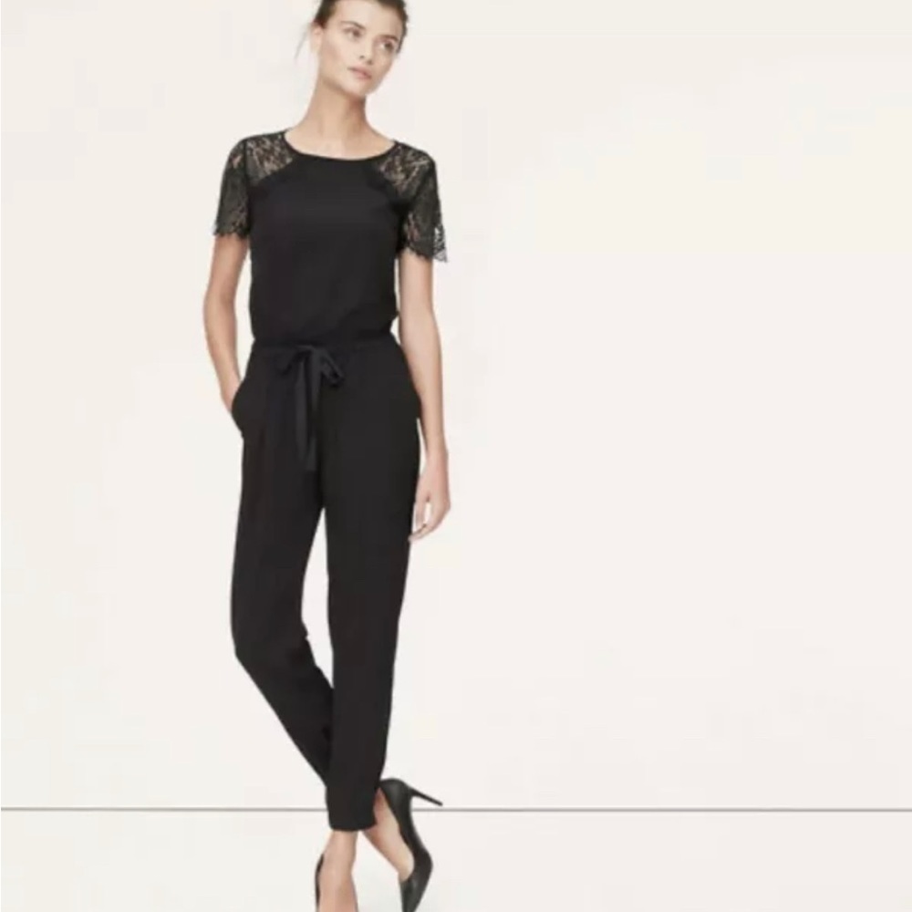 Loft black lace jumpsuit NWT​